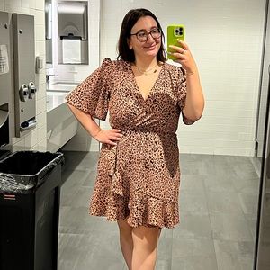 Peachy Pink Leopard Print Dress